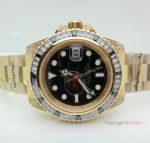 Replica Rolex GMT Master II Watch All Gold White / Black Diamond Bezel